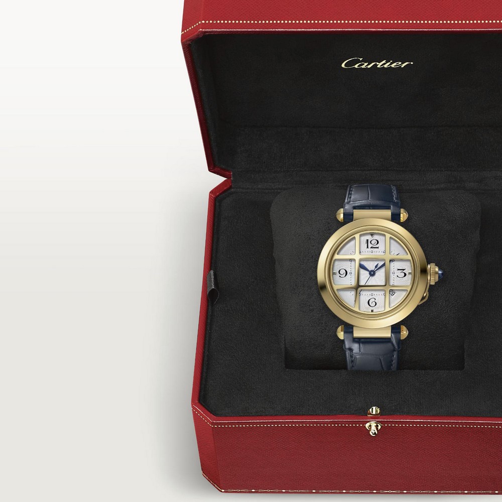 Đồng Hồ Cartier Pasha De Cartier Watch 41mm Nam Vàng Xanh